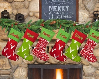 Christmas Stockings Embroidered With Name Or Monogram, Family Christmas Stockings, Handmade With Names Embroidered, Stocking Made In The USA