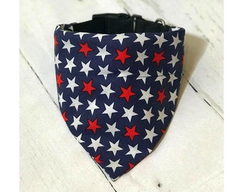 Dog Bandana Patriotic Stars Over The Collar Bandana | Pet Bandana | Fourth of July Bandana | Red White Blue Bandana | Memorial Day Bandana