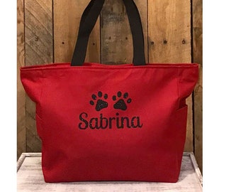 Personalized Dog Tote | Dog Travel Tote | Doggy Day Care Tote Bag | Puppy Gift |  Dog Paw Tote Bag | Dog Essential Tote Bag | Puppy Tote Bag