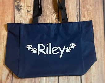 Personalized Dog Tote | Dog Travel Tote | Doggy Day Care Tote Bag | Puppy Gift |  Dog Paw Tote Bag | Dog Essential Tote Bag | Puppy Tote Bag