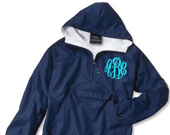 YOUTH Fleece Lined Monogrammed Pullover Rain Jacket Half-Zip Personalized Jacket 1/4 Zip Monogrammed Jacket - Wind Breaker