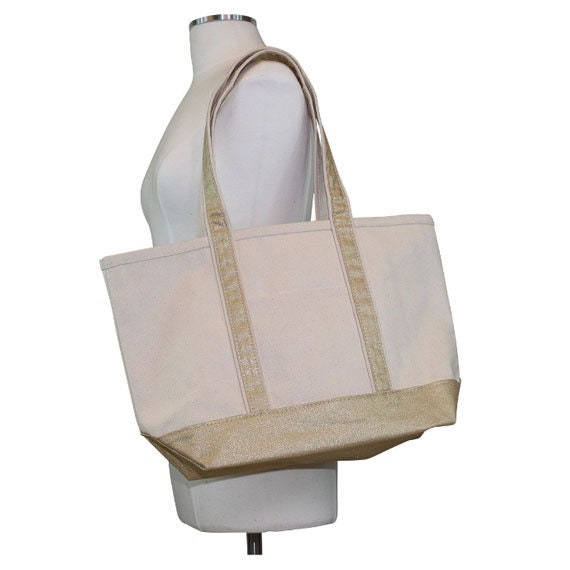 Personalized Tote Bag with Gold Trim