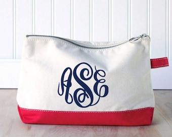 Sac de maquillage Monogram - Sac en toile de maquillage monogrammé - Sac de maquillage monogrammé - Sac cosmétique personnalisé - Cadeau de demoiselles d’honneur monogrammées