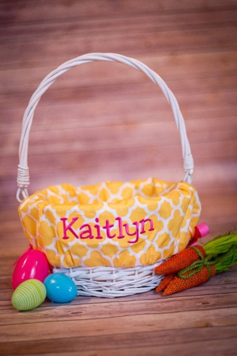 Personalized Easter Basket Liner Easter Basket Liner Yellow Etsy