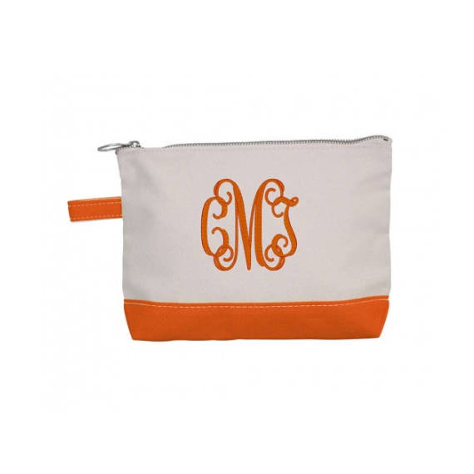 Monogram Make Up Bag Monogrammed Makeup Canvas Bag Etsy
