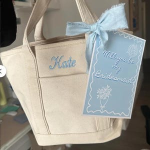 Monogram Canvas Tote Bag | SMALL Monogram Tote Bag | Personalized With Name Or Monogram | Flower Girl Tote Bag | Monogram Bridal Gift image 16