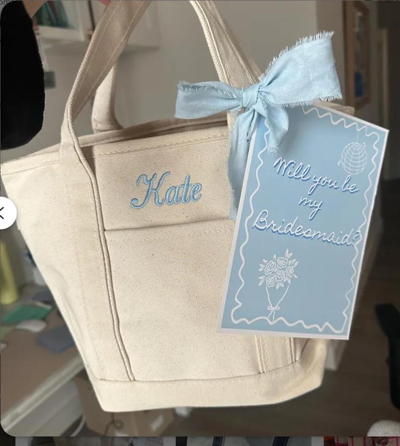 Monogram Canvas Tote Bag | SMALL Monogram Tote Bag | Personalized With Name Or Monogram | Flower Girl Tote Bag | Monogram Bridal Gift image 16