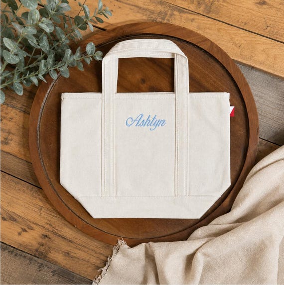 Personalized Canvas Tote Bag | Monogrammed Tote Bag | Bridesmaid Gift | Bachelorette Tote | Embroidered Tote Bag | Custom Gift for Her