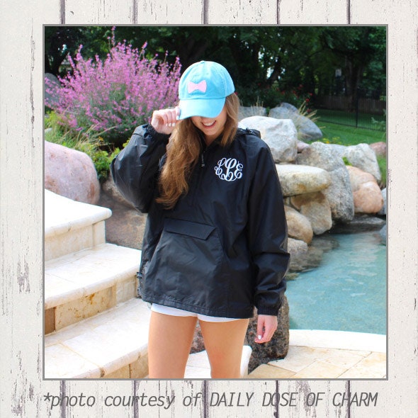 Monogram Rain Jacket HalfZip Personalized Pullover Rain Etsy