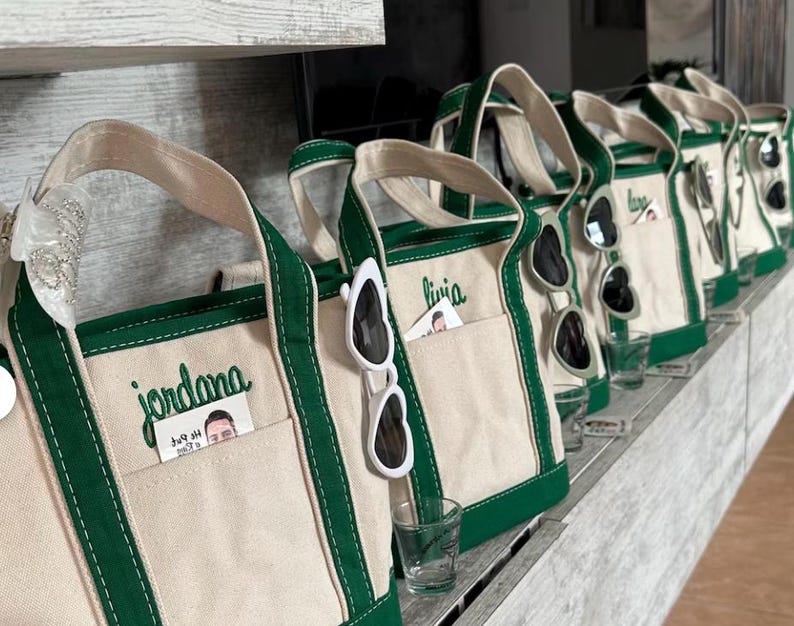 Monogram Canvas Tote Bag | SMALL Monogram Tote Bag | Personalized With Name Or Monogram | Flower Girl Tote Bag | Monogram Bridal Gift image 15