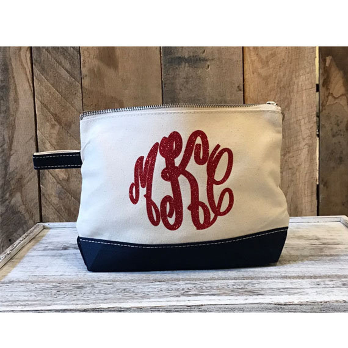 Personalized Cosmetic Bag Makeup Bag Using Glitter Vinyl For Etsy