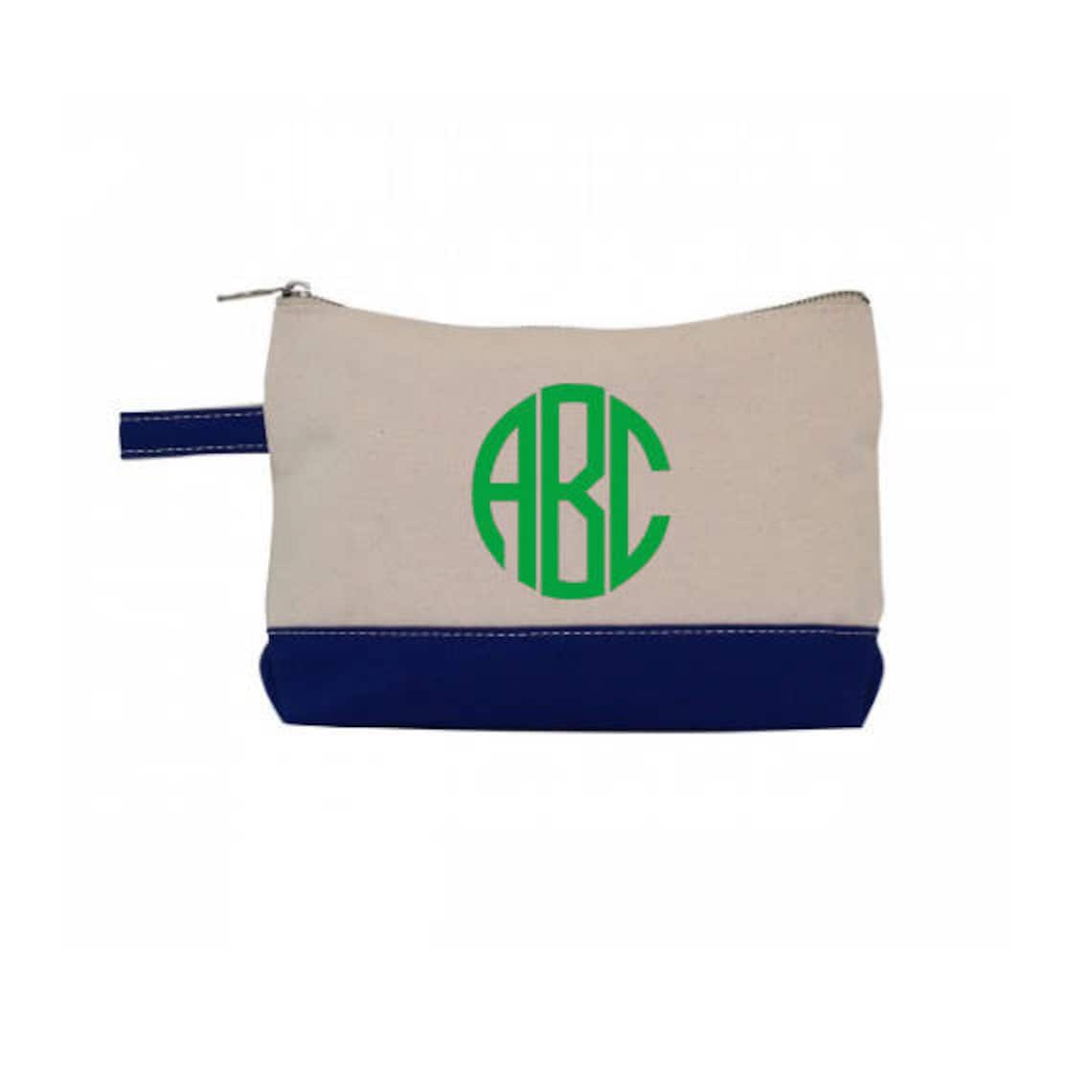 Monogram Make Up Bag Monogrammed Makeup Canvas Bag Etsy