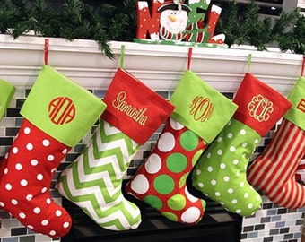 Christmas Stockings, Coordinating Patterns, Embroidered With A Name, Family Christmas Stockings For All, Holidays Stockings For Your Family