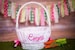 Easter Basket Liner, Personalized Easter Basket Liner, Pink Seersucker Easter Basket Liner, Girls Personalized Basket Liner, Easter Basket 