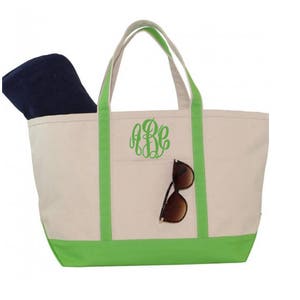 Canvas Tote Bag Large Monogrammed Tote Canvas Bag Canvas Boat Tote Beach Bag Bridesmaid Monogrammed Tote Bag Bridal Party Tote Bag image 3