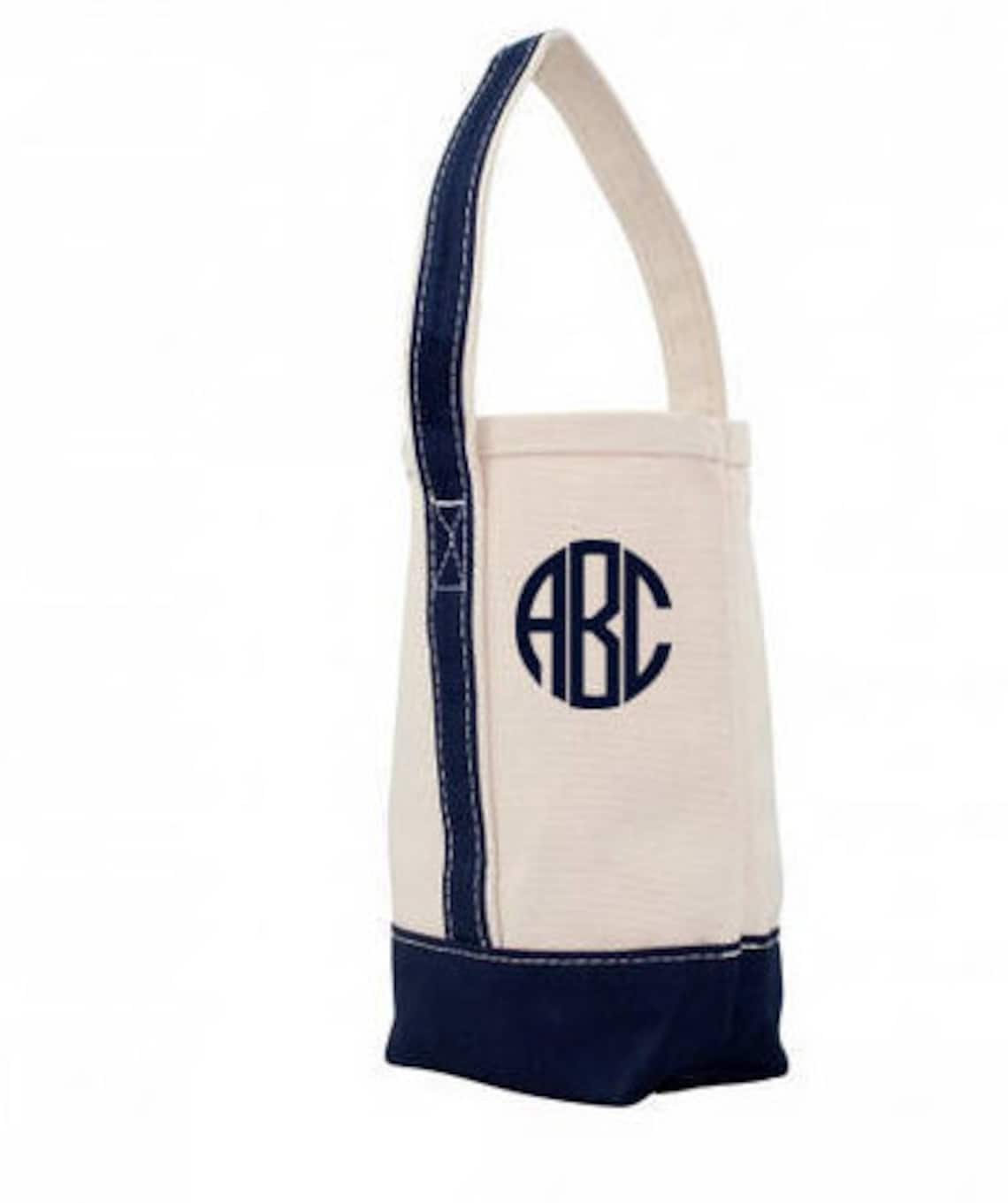 Monogram Canvas Wine Tote Personalized Wine Carrier Etsy