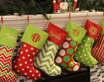 Christmas Stockings, Personalized Family Christmas Stockings, Different Christmas Stocking Patterns, Embroidered Family Holiday Stockings