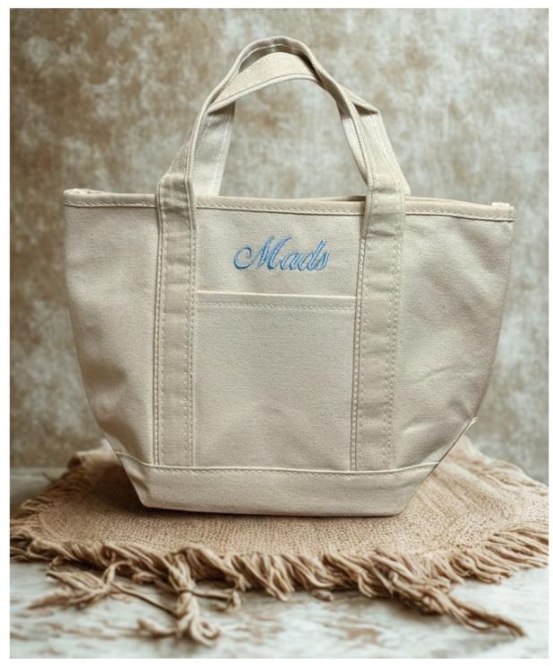 Monogram Canvas Tote Bag | SMALL Monogram Tote Bag | Personalized With Name Or Monogram | Flower Girl Tote Bag | Monogram Bridal Gift image 1