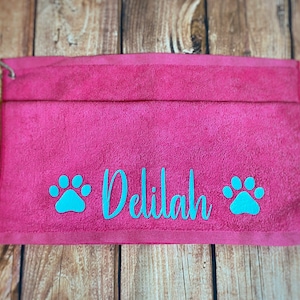 Personalized Dog Towel With Carabiner Clip - Travel Dog Towel - Puppy Gift - Personalized Dog Towel with Name - Doggy Drool Muddy Paws Towel