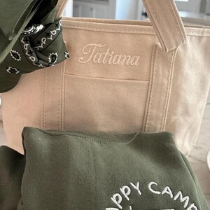Monogram Canvas Tote Bag | SMALL Monogram Tote Bag | Personalized With Name Or Monogram | Flower Girl Tote Bag | Monogram Bridal Gift image 14