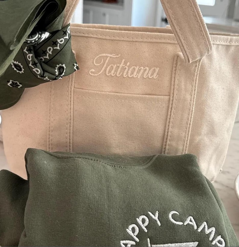 Monogram Canvas Tote Bag | SMALL Monogram Tote Bag | Personalized With Name Or Monogram | Flower Girl Tote Bag | Monogram Bridal Gift image 14