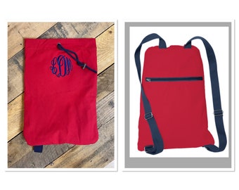 Personalized Drawstring Backpack, Drawstring Bag, Canvas Cinch Sack, Personalized Cinch Bag, Drawstring Backpack With Zipper Pocket