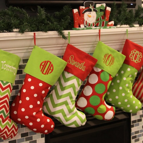 Bas de Noël personnalisés, bas de Noël brodés avec noms, bas personnalisés, bas de Noël pour la famille