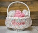 Easter Basket Personalized Liner, Easter Basket Liner With Embroidered Name, Peach Bunny Floral, Soft Pastel Easter Bunny Fabric, Liner Only 