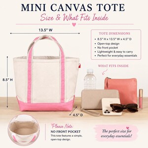 Personalized Mini Canvas Tote Bag | Monogrammed Tote | Bridesmaid Gift | Bachelorette Tote | Embroidered Small Tote | Custom Gift Bild 7