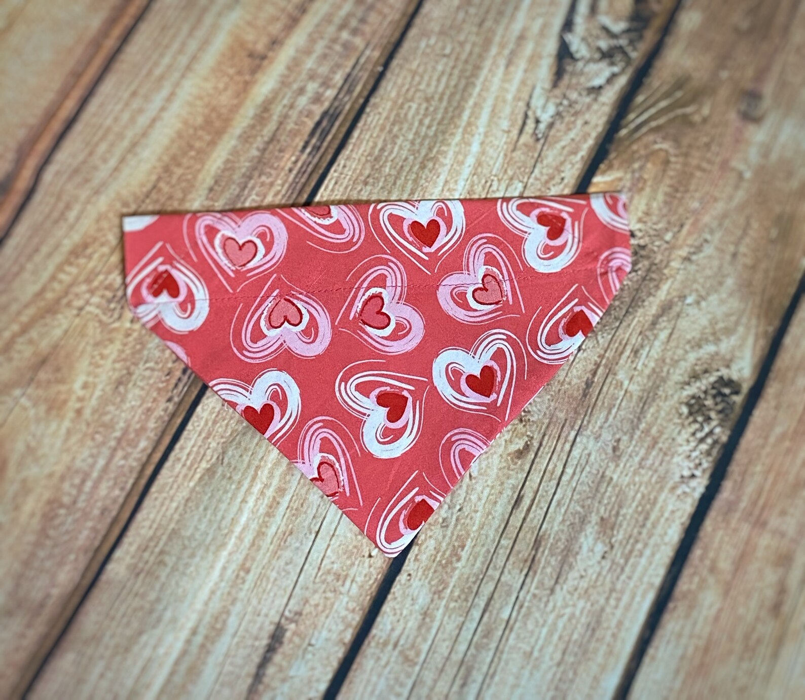 Valentines Dog Bandana Pink Hearts Through The Collar Etsy
