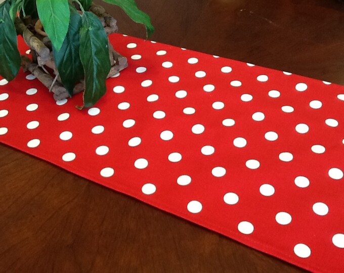 Table Runner Red and White Polka Dot Table Runner Christmas Table