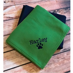 Personalized Dog Blanket, Pet Blanket, Dog Crate Blanket, Large Pet Blanket, Personalized Dog Fleece Blanket, Paw Print Pet Blanket w/ Name image 1