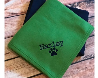 Personalized Dog Blanket, Pet Blanket, Dog Crate Blanket, Large Pet Blanket, Personalized Dog Fleece Blanket, Paw Print Pet Blanket w/ Name