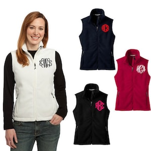 Monogram Fleece Vest - Fleece Monogrammed Vest - Women's Preppy Monogram Fleece Vest - Monogram Women's Vest - Monogrammed Fleece Coat