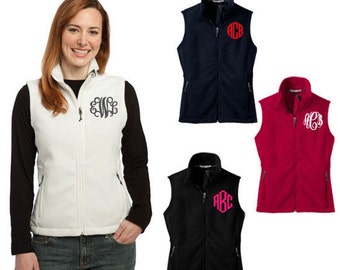 Monogram Fleece Vest - Fleece Monogrammed Vest - Women's Preppy Monogram Fleece Vest - Monogram Women's Vest - Monogrammed Fleece Coat