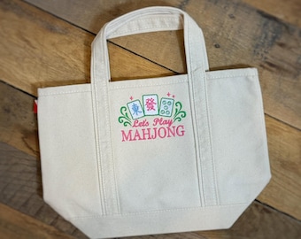 Mahjong Tote Bag | Personalized Canvas Tote | Let's Play Mahjong Bag | Mahjong Gift | Mah Jongg Bag | Game Night Tote | Mahjong Player Gift