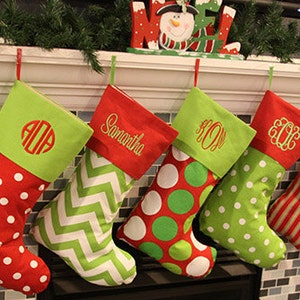 Christmas Stockings, Personalized Family Christmas Stockings, Different Christmas Stocking Patterns, Embroidered Family Holiday Stockings image 1