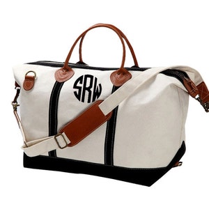 Monogram Canvas Weekender Bag - Large - Great Gift For Bridesmaids - Teacher - Sorority Sisters - Beach Bag