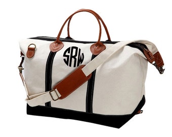 Monogram Canvas Weekender Bag - Large - Great Gift For Bridesmaids - Teacher - Sorority Sisters - Beach Bag