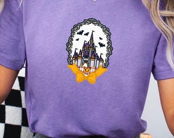 Bordado de marco de coqueta de castillo de Halloween