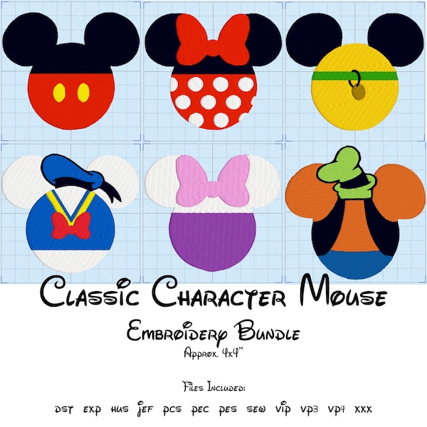 Classic Character Mouse Embroidery Bundle