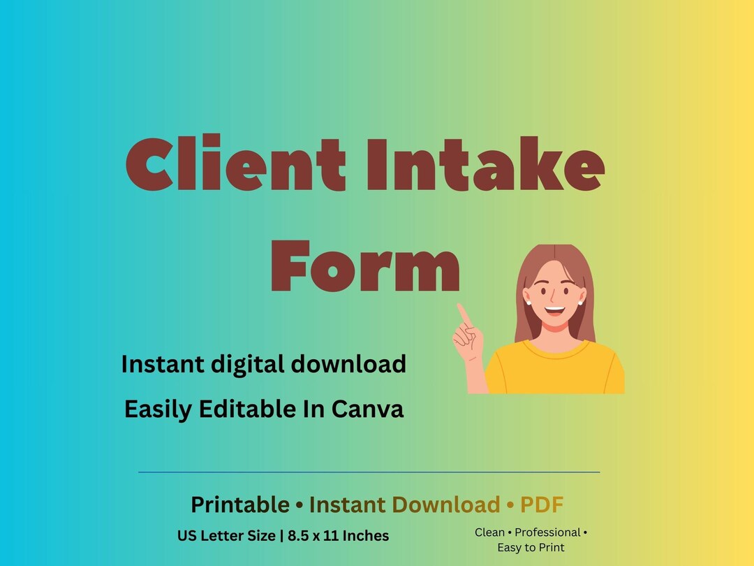 Tutor Client Intake Form Printable Client Intake Form for Small Business | Service Client ...