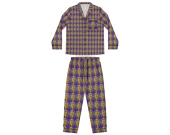 Purple Gold Fleur-de-Lis Pajamas | Satin Pajamas