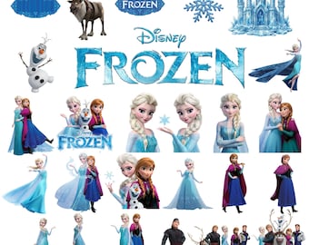 Frozen PNG Bundle, Frozen Clipart, Anna Elsa Olaf PNG, Princess Cartoon PNG Images, Frozen Birthday Clipart, Digital Download