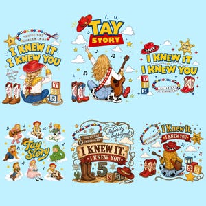 Toy Story TS I Knew It I Knew You PNG Design, Western Cowgirl Digital Download, Birthday Era Graphic for T-Shirt Mug Sticker image 1