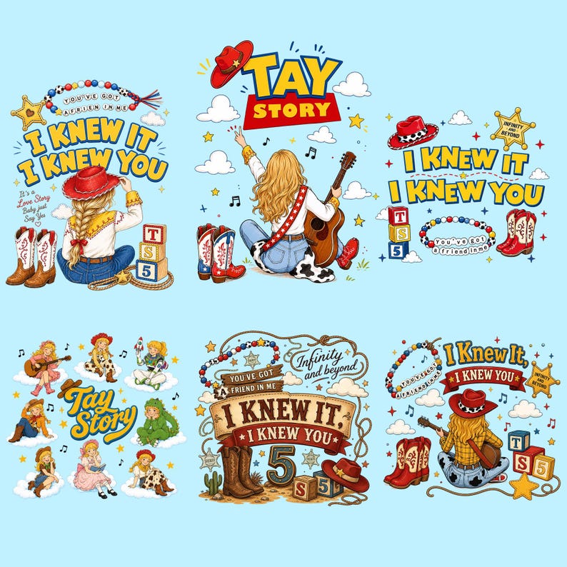 Toy Story TS I Knew It I Knew You PNG Design, Western Cowgirl Digital Download, Birthday Era Graphic for T-Shirt Mug Sticker image 1