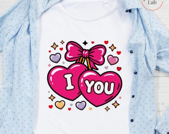 I Love You SVG PNG | Heart Bow Valentine Design | Love Quote File for Cricut Silhouette | Valentine Shirt & Gift SVG | Wife love png