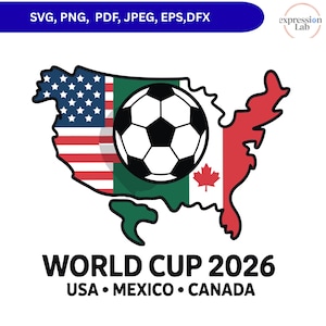 World Cup 2026 SVG, USA Mexico Canada Map (Digital Download)