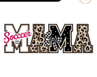 Retro Soccer Mama PNG, Leopard Checkered Sports Mom Design (Digital Download)
