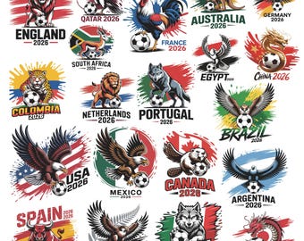 Welt Fußball SVG Bundle, Nationale Tier Fußball Designs, Cricut Dateien (PNG, SVG)